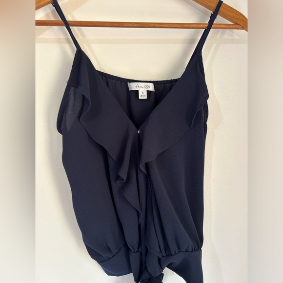Active USA Tops - Active USA Black Ruffle Camisole